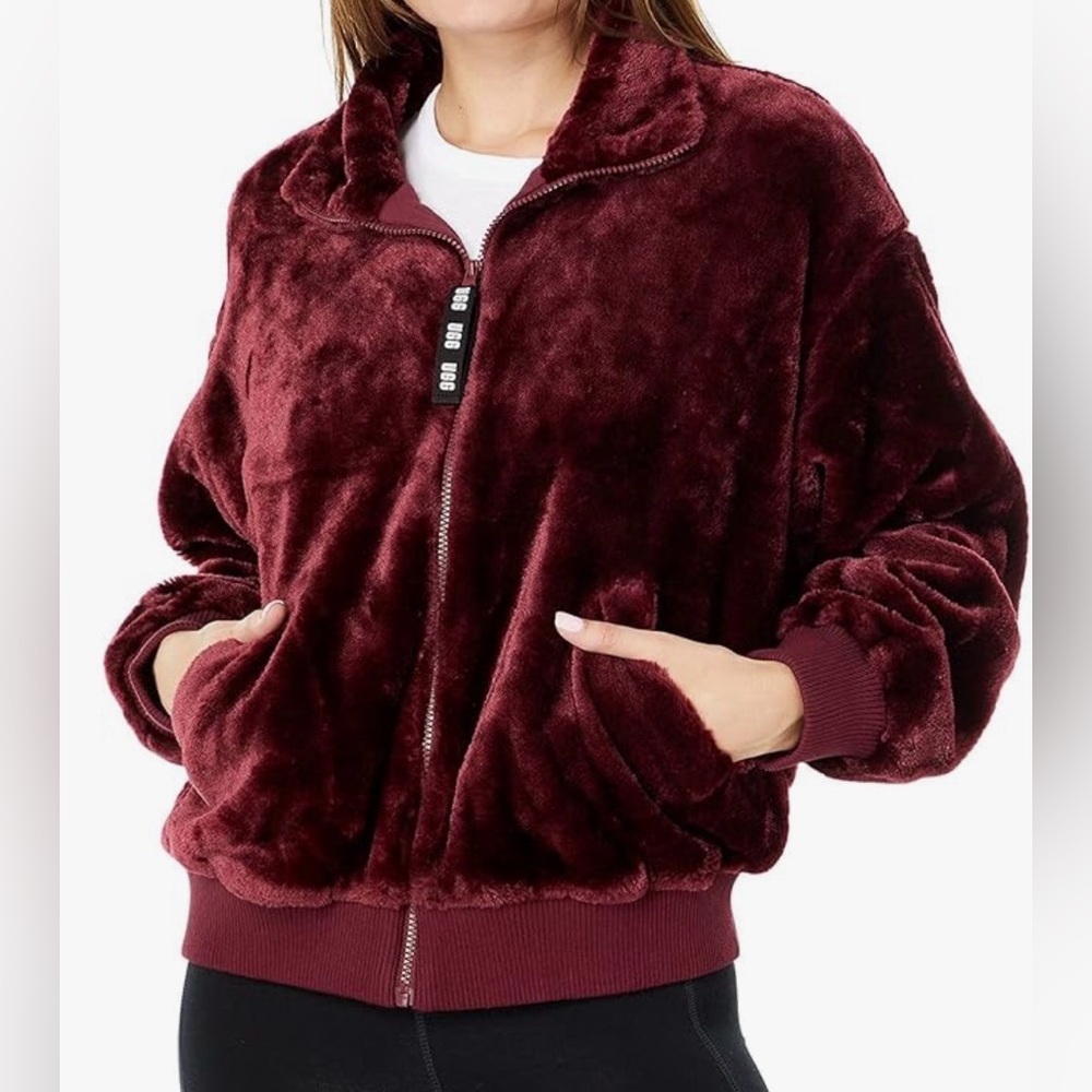 UGG Laken Ultra-Soft Bomber Jacket | M | Rosewood Burgundy Color | like new!!